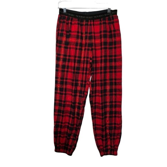 Victoria Secret Pajama Lounge Pants Red Plaid Black - small - Picture 1 of 11